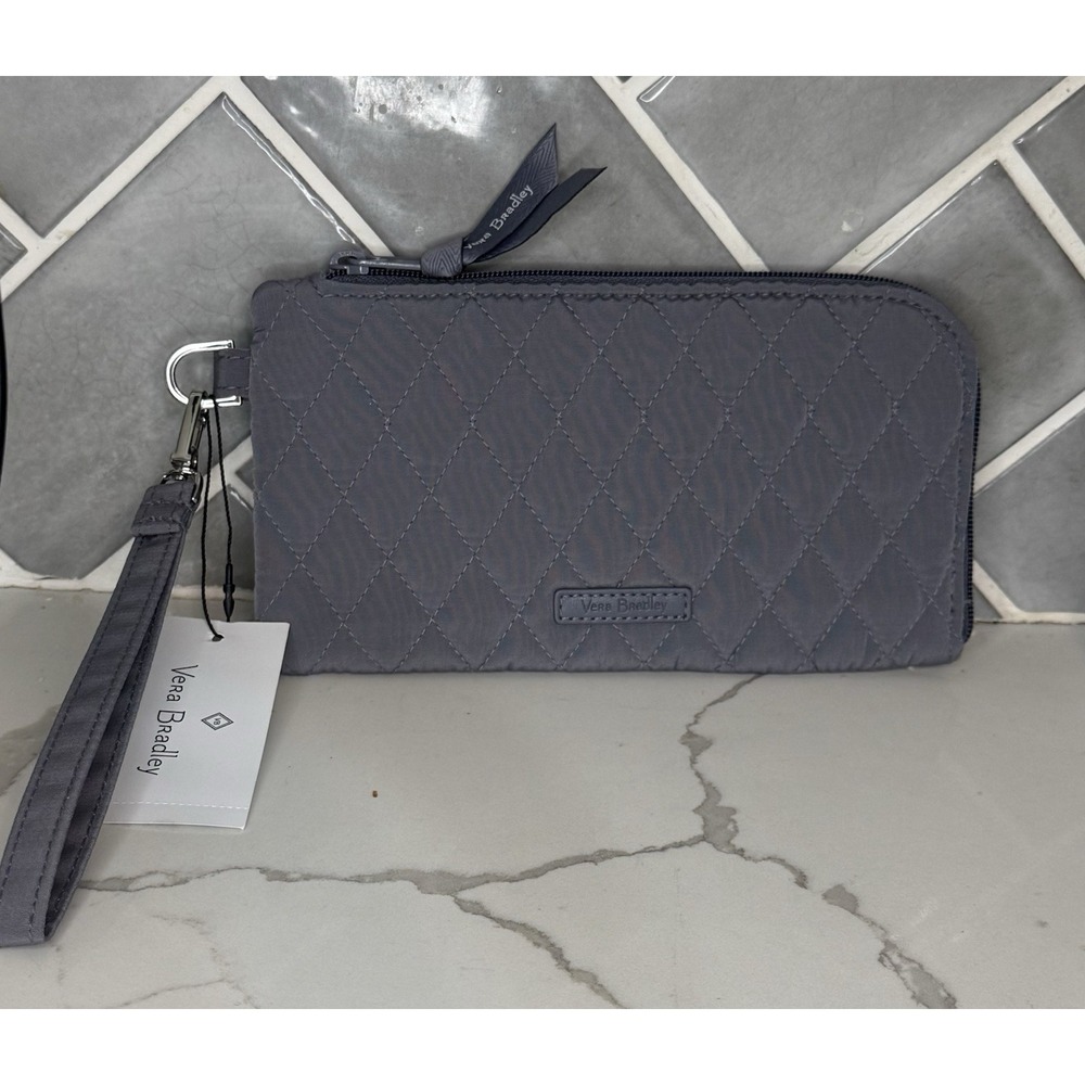 Vera Bradley RFID Microfiber Tech Wristlet NWT Gray Quilted
